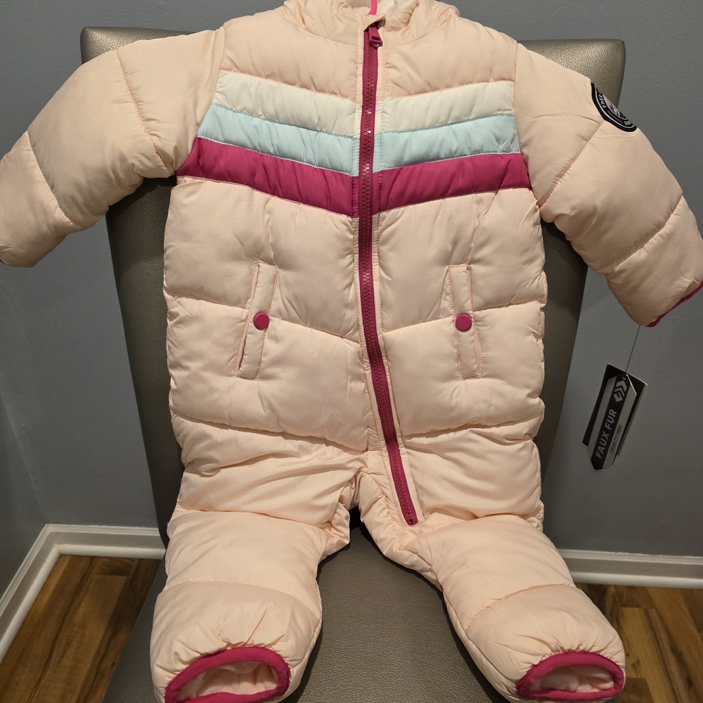 Free Country Toddler Puffer Jacket - Pink With Stripes